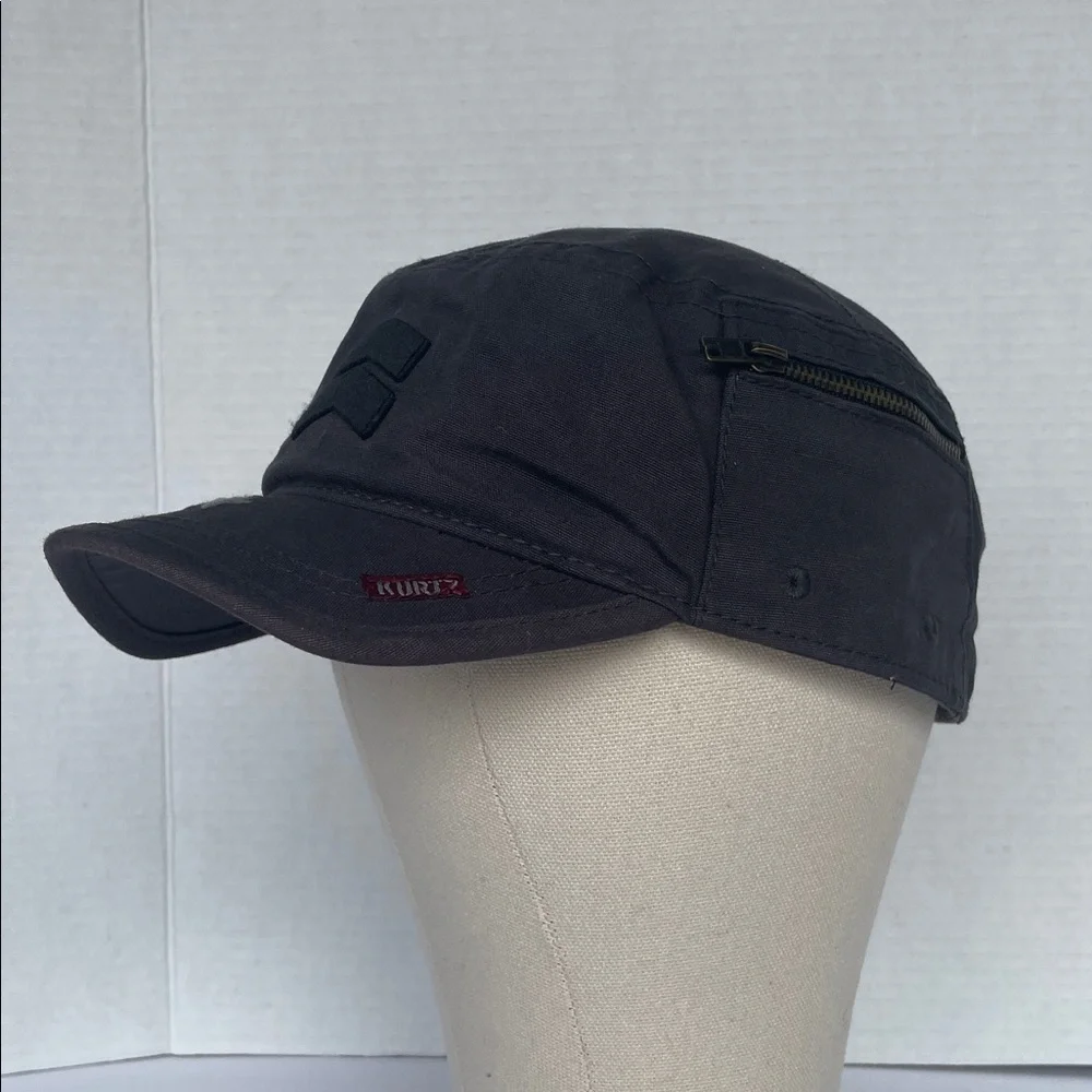 KURTZ Black Military Distressed Style Cap Fitted Unisex Size Large - Picture 2 of 7
